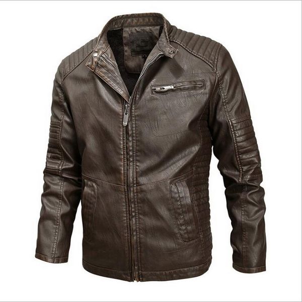 men's motorcycle leather jacket european men's locomotive pu leather wash jacket plus velvet do the old retro, Black
men's motorcycle leather jacket european men's locomotive pu leather wash jacket plus velvet do the old retro, Black