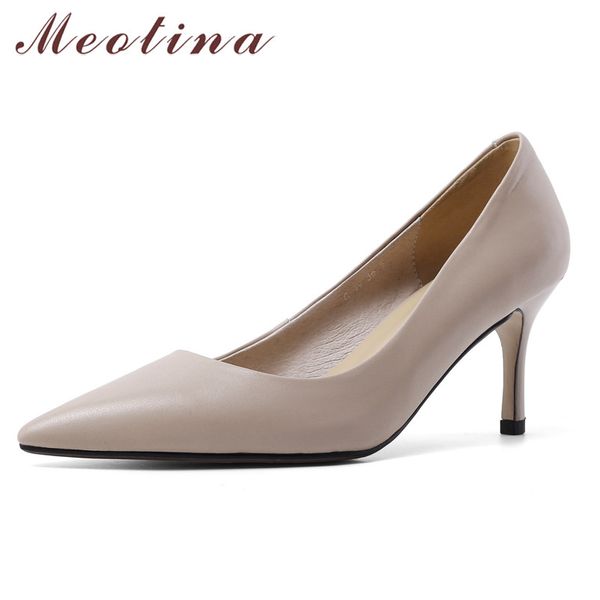 meotina women pumps high heels natural genuine leather stiletto high heel shoes cow leather pointed toe office lady shoes 34-39, Black
meotina women pumps high heels natural genuine leather stiletto high heel shoes cow leather pointed toe office lady shoes 34-39, Black