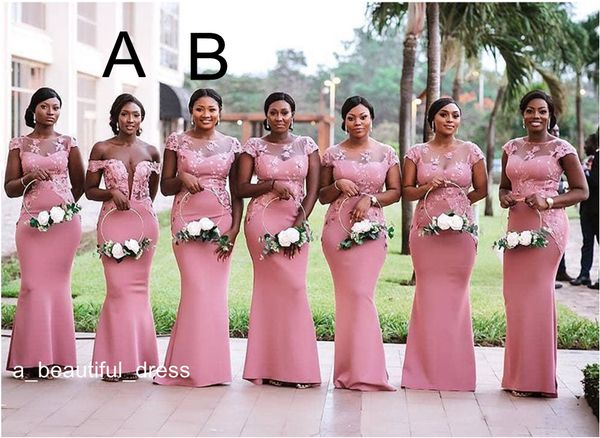 south african pink mermaid bridesmaids dresses plus size sheer neck lace appliques floor length wedding guest dress, White;pink
south african pink mermaid bridesmaids dresses plus size sheer neck lace appliques floor length wedding guest dress, White;pink