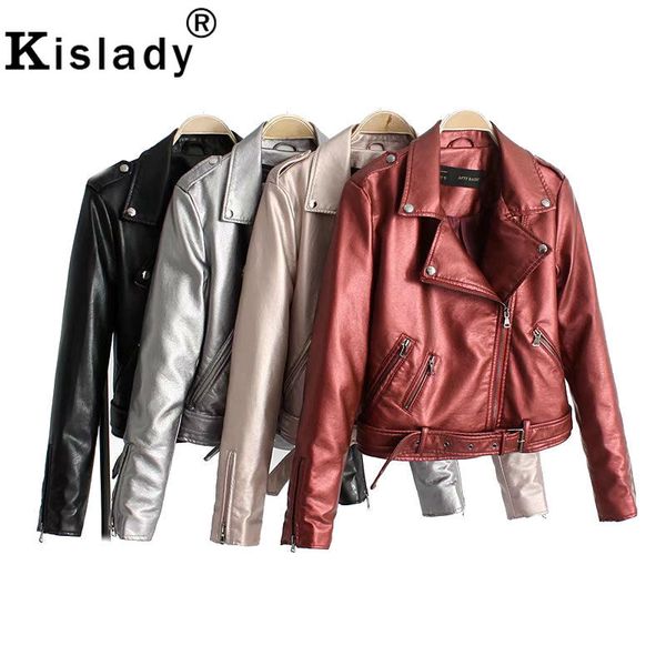 2019 fall winter women's bright faux leather jacket turn down collar with belt biker jacket black silver wine red female coat
2019 fall winter women's bright faux leather jacket turn down collar with belt biker jacket black silver wine red female coat