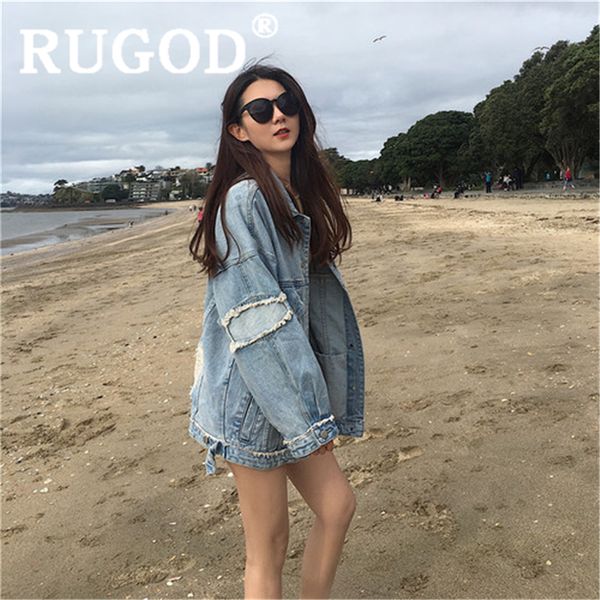 women vintage blue jean jacket turn down collar hole frayed loose oversize basic outerwear denim jacket fashion mujer ins, Black;brown
women vintage blue jean jacket turn down collar hole frayed loose oversize basic outerwear denim jacket fashion mujer ins, Black;brown