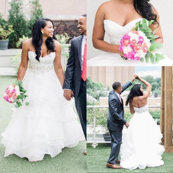 plus size a line sweetheart wedding dresses bridal gowns 2019 backless tiered ruffles tulle garden robes de mariée wedding gowns, White
plus size a line sweetheart wedding dresses bridal gowns 2019 backless tiered ruffles tulle garden robes de mariée wedding gowns, White