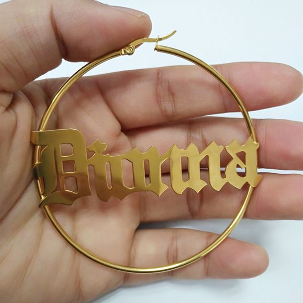 20/25/30/70mm name hoop earrings for women custom name earrings fashion jewelry personalized big circle old english, Golden;silver 
20/25/30/70mm name hoop earrings for women custom name earrings fashion jewelry personalized big circle old english, Golden;silver