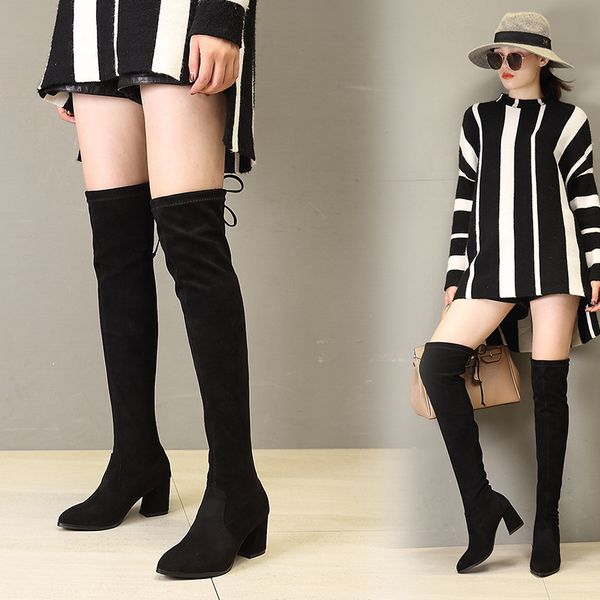 shoes med heel boots boots-women thigh high heels high lace up 2019 pointy over-the-knee rubber autumn pu lace up, Black
shoes med heel boots boots-women thigh high heels high lace up 2019 pointy over-the-knee rubber autumn pu lace up, Black