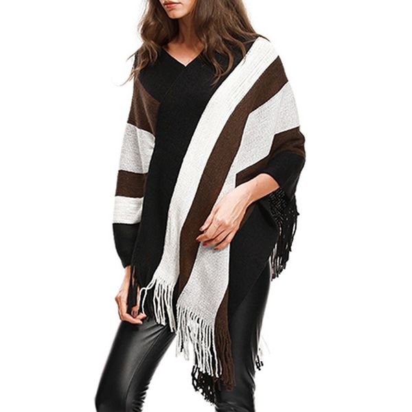 fashion v-neck stripe tassels cloak womens sweater plus size loose sweater easy blouse autumn winter outwear pullover women, White;black
fashion v-neck stripe tassels cloak womens sweater plus size loose sweater easy blouse autumn winter outwear pullover women, White;black