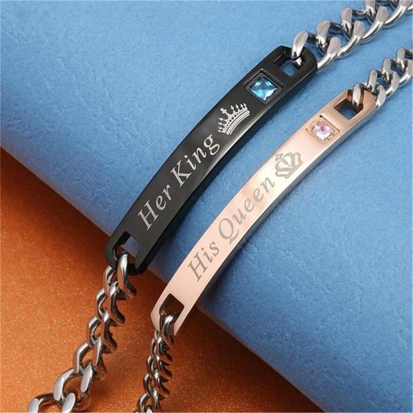 2pcs jewelry ее король ферзя lovers браслет из нержавеющей стали кристалл корона шарм браслеты женщины мужчины пары подарки link chain, Black
2pcs jewelry ее король ферзя lovers браслет из нержавеющей стали кристалл корона шарм браслеты женщины мужчины пары подарки link chain, Black