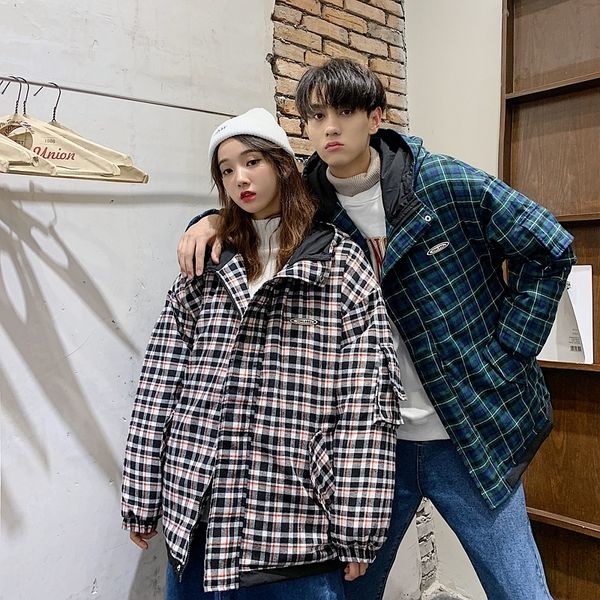 men's down & parkas cotton clothing 2021 autumn and winter plaid couple hooded loose youth personality, Black
men's down & parkas cotton clothing 2021 autumn and winter plaid couple hooded loose youth personality, Black