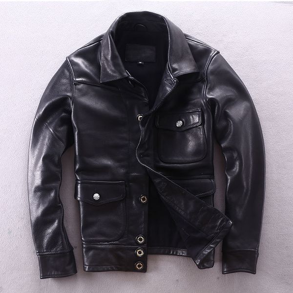 2019 motorcycle jacket men cowhide genuine leather jacket male slim fit short multi-pocket locomotive clothing biker coat, Black
2019 motorcycle jacket men cowhide genuine leather jacket male slim fit short multi-pocket locomotive clothing biker coat, Black