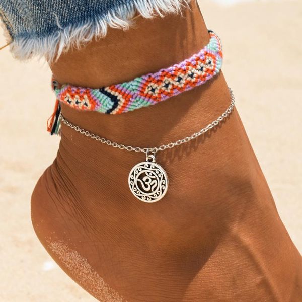 vintage om rune weave anklets for women bohemian wave pendant handmade cotton anklet bracelets female beach foot jewelry, Red;blue
vintage om rune weave anklets for women bohemian wave pendant handmade cotton anklet bracelets female beach foot jewelry, Red;blue