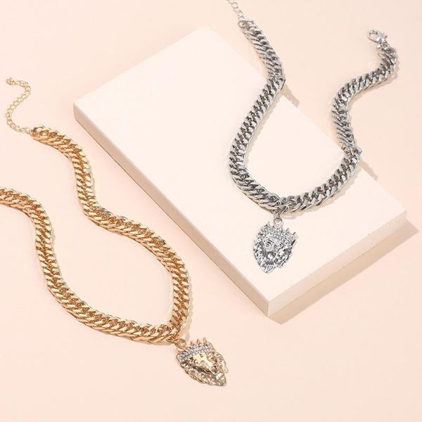 fashionable exaggerated hip hop short crystal lion king pendant choker necklace ins thick chain clavicle chain necklaces, Silver
fashionable exaggerated hip hop short crystal lion king pendant choker necklace ins thick chain clavicle chain necklaces, Silver