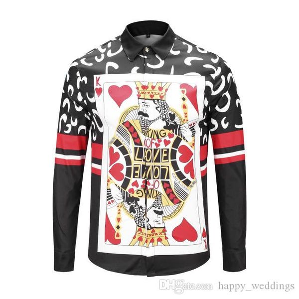 playing cards king printed shirt men's mysterious circus shirts casual long sleeve music youth clothes slim fit cotton top, White;black
playing cards king printed shirt men's mysterious circus shirts casual long sleeve music youth clothes slim fit cotton top, White;black