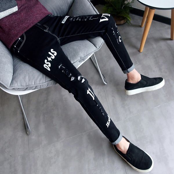 2019 spring pants men 9 nine pants men korean body repair jeans men's tide black mens jeans, Blue
2019 spring pants men 9 nine pants men korean body repair jeans men's tide black mens jeans, Blue
