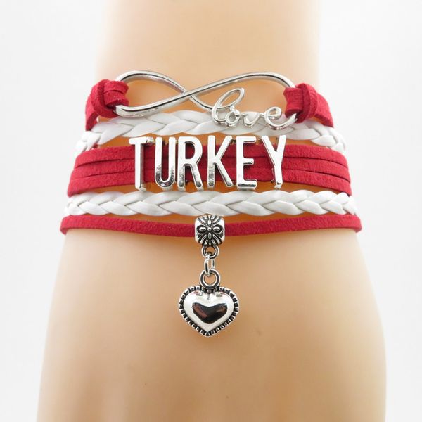infinity love turkey bracelet turkey country flag bracelet heart charm leather wrap bracelet & bangle for woman and man, Golden;silver
infinity love turkey bracelet turkey country flag bracelet heart charm leather wrap bracelet & bangle for woman and man, Golden;silver