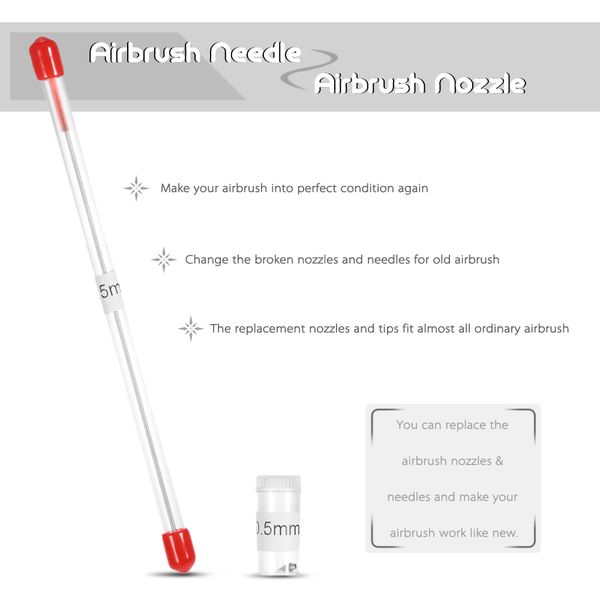 nasedal airbrush nozzle needle 0.2mm 0.3mm 0.5mm replacement for airbrushes spray gun model spraying paint accessories
nasedal airbrush nozzle needle 0.2mm 0.3mm 0.5mm replacement for airbrushes spray gun model spraying paint accessories