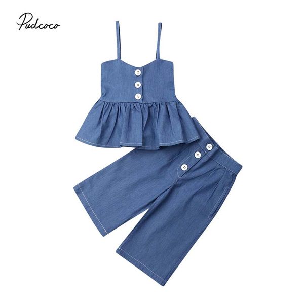 2019 brand toddler kids baby girls ruffle dress button wide leg leggings 2pcs outfits clothes fashion denim children set, White
2019 brand toddler kids baby girls ruffle dress button wide leg leggings 2pcs outfits clothes fashion denim children set, White