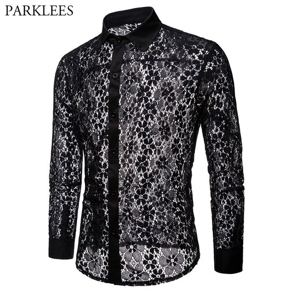 see-through shirt men 2018 autumn new slim fit long sleeve lace shirt men nightclub party perform shirts chemise homme, White;black
see-through shirt men 2018 autumn new slim fit long sleeve lace shirt men nightclub party perform shirts chemise homme, White;black