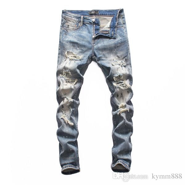 2019 new arrival brand designer men denim jeans embroidery pants fashion holes trousers italy size 44-54, Blue
2019 new arrival brand designer men denim jeans embroidery pants fashion holes trousers italy size 44-54, Blue