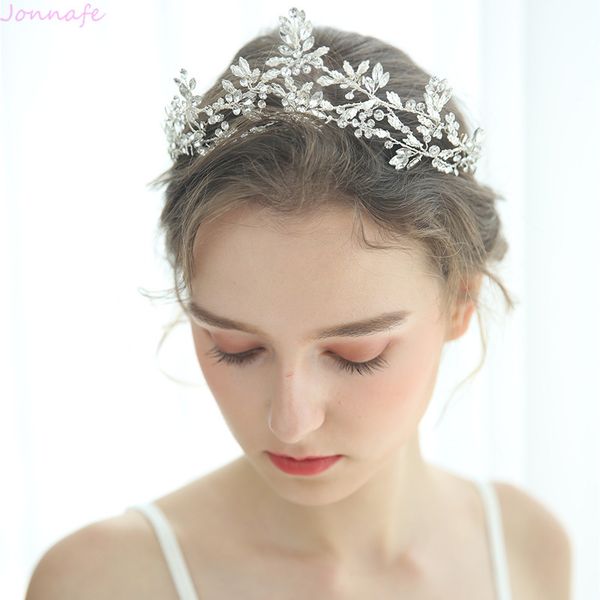 jonnafe delicate silver color wedding crown women tiara hairband leaf bridal headpiece handmade hair accessories, Golden;white
jonnafe delicate silver color wedding crown women tiara hairband leaf bridal headpiece handmade hair accessories, Golden;white