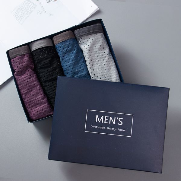 khm5v four-piece men's underwear boxed mesh ice silk breathable four-piece set of 4 underwear set of 4 u-shaped youth boxer pants gift, Black;white
khm5v four-piece men's underwear boxed mesh ice silk breathable four-piece set of 4 underwear set of 4 u-shaped youth boxer pants gift, Black;white