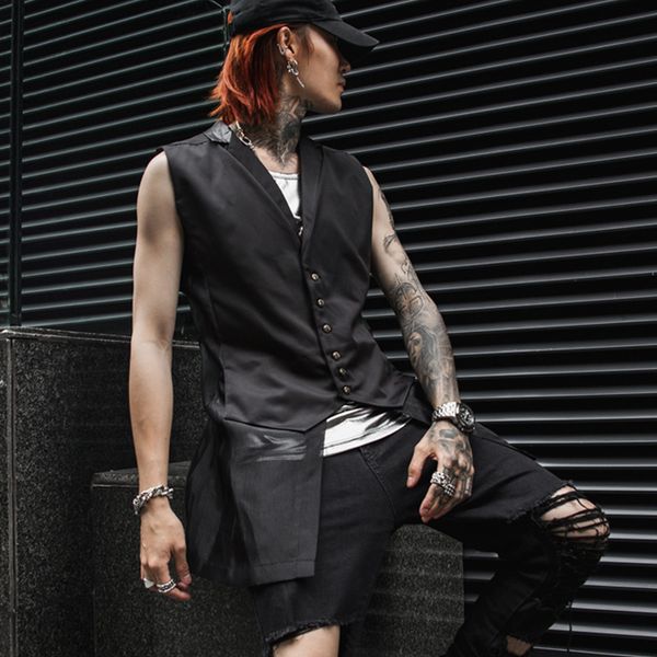 2019 men fashion long suit vest black nightclub singer stage costume men korean style slim fit waistcoat sleeveless suit jacket, Black;white
2019 men fashion long suit vest black nightclub singer stage costume men korean style slim fit waistcoat sleeveless suit jacket, Black;white