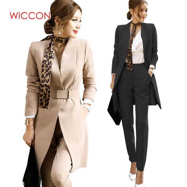 women two-piece pant suits fashion slim slimming suit professional office worker suit 2019 spring and autumn new with scarf belt, White;black
women two-piece pant suits fashion slim slimming suit professional office worker suit 2019 spring and autumn new with scarf belt, White;black