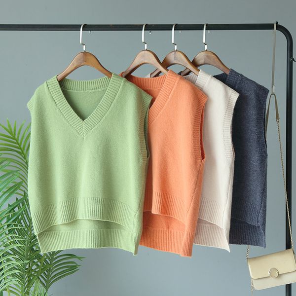 women elegant v neck sleeveless cashmere vest pullover sweater female solid color loose jumpers autumn winter fall q9158, Black;white
women elegant v neck sleeveless cashmere vest pullover sweater female solid color loose jumpers autumn winter fall q9158, Black;white