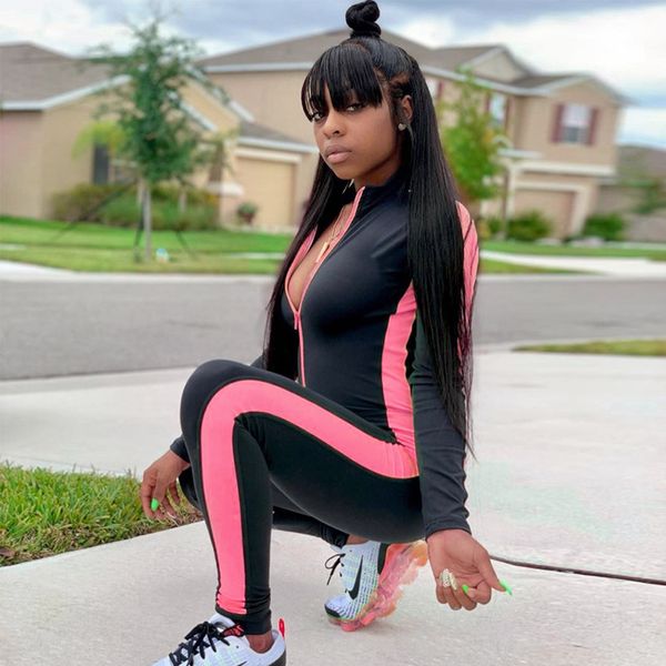 one piece bodycon long sleeve striped patchwork zippers jumpsuit stretchy streetwear outfits body casual clubwear, Black;white
one piece bodycon long sleeve striped patchwork zippers jumpsuit stretchy streetwear outfits body casual clubwear, Black;white