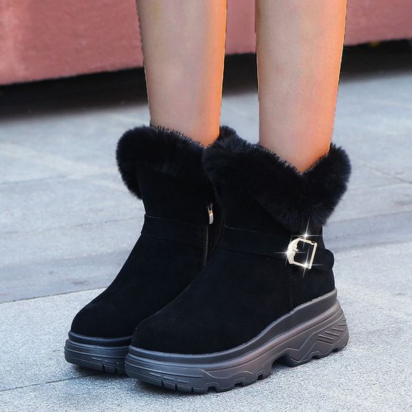 warm winter snow boots women platform plush ankle boots for women elegant buckle female round toe botines mujer 2019, Black
warm winter snow boots women platform plush ankle boots for women elegant buckle female round toe botines mujer 2019, Black