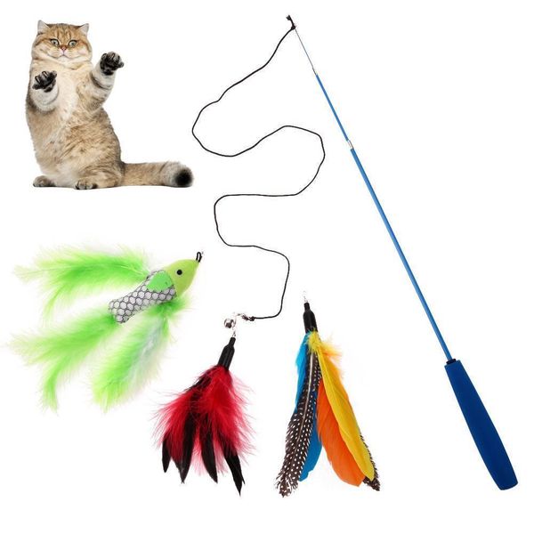 1pc cat teaser retractable cat wire stick + 3pcs replaceable feather head toys for cat kitten interactive toy cats products
1pc cat teaser retractable cat wire stick + 3pcs replaceable feather head toys for cat kitten interactive toy cats products