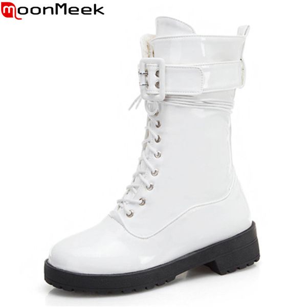 moonmeek 2020 large size 34-43 pu leather ankle boots med heels round toe lace up shoes woman winter keep warm women boots, Black
moonmeek 2020 large size 34-43 pu leather ankle boots med heels round toe lace up shoes woman winter keep warm women boots, Black