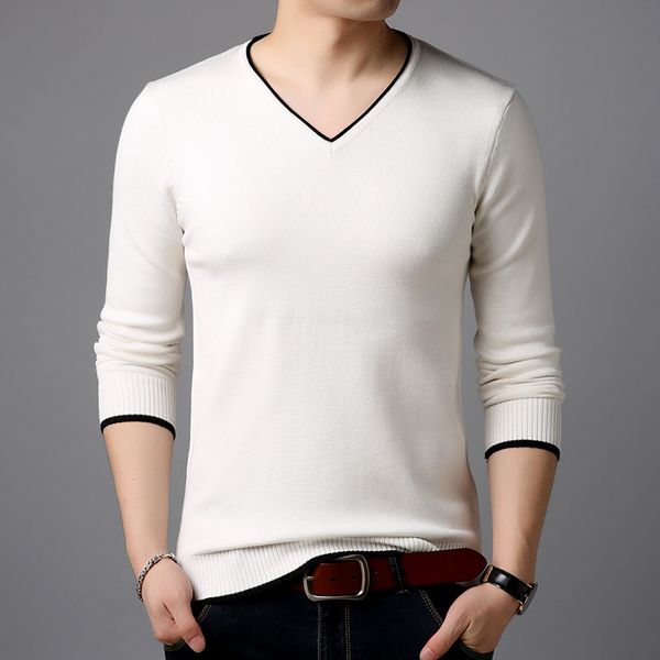 the new 2019 autumn men's leisure color matching long sleeve knit youth joker, backing v-neck sweater, White;black
the new 2019 autumn men's leisure color matching long sleeve knit youth joker, backing v-neck sweater, White;black