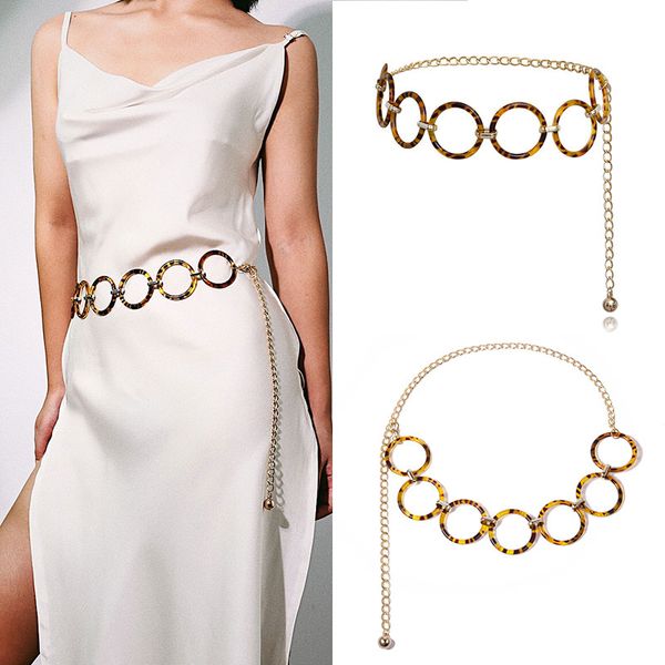 women geometric designer dress belts leopard plastic ring chain belt gold metal waist chain fashion adjustable ladies belts, Black;brown
women geometric designer dress belts leopard plastic ring chain belt gold metal waist chain fashion adjustable ladies belts, Black;brown