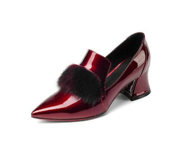 women wedding shoes pumps mid heels office ladies genuine leather good quality fur pointed toe dress shoes woman, Black
women wedding shoes pumps mid heels office ladies genuine leather good quality fur pointed toe dress shoes woman, Black