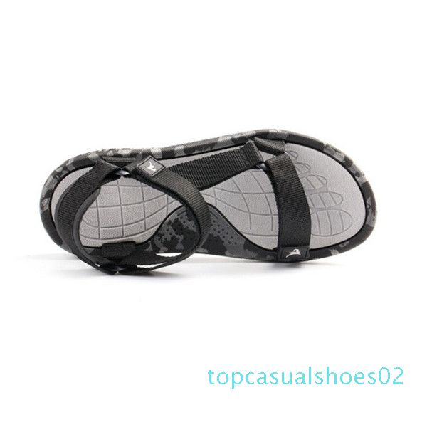 fashion summer mens flat sandals peep toe lightweight male casual beach sandals camouflage classics t02, Black