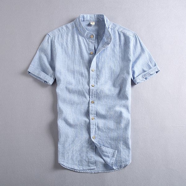 mens cotton linen striped short sleeve casual mandarin collar men summer slim fit flax dress shirts male ts-443, White;black
mens cotton linen striped short sleeve casual mandarin collar men summer slim fit flax dress shirts male ts-443, White;black