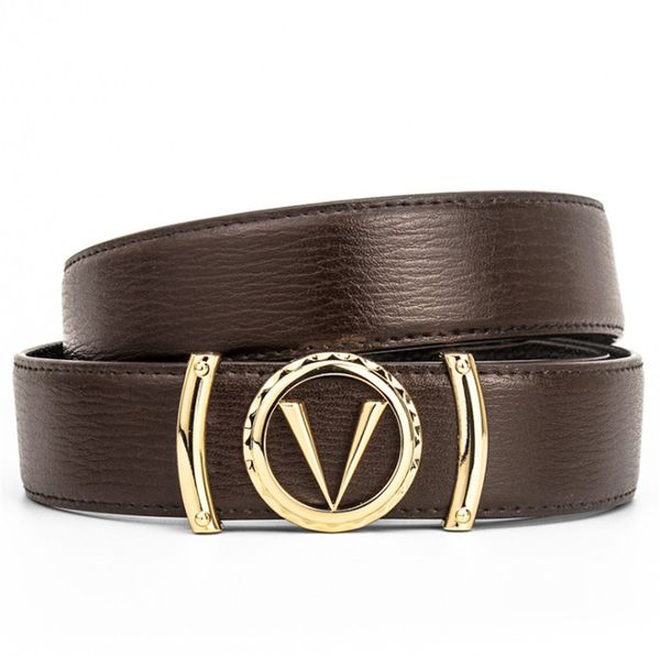 

cowhide business letters v designer belt gold stylish belt casual man smooth buckle belts width 34mm 4 colors optional, Black;brown