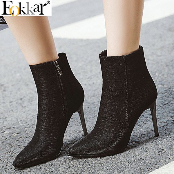eokkar 2020 women pointed thin high heel ankle boots zipper all match winter boots elegant glitter ladies size 34-43, Black
eokkar 2020 women pointed thin high heel ankle boots zipper all match winter boots elegant glitter ladies size 34-43, Black