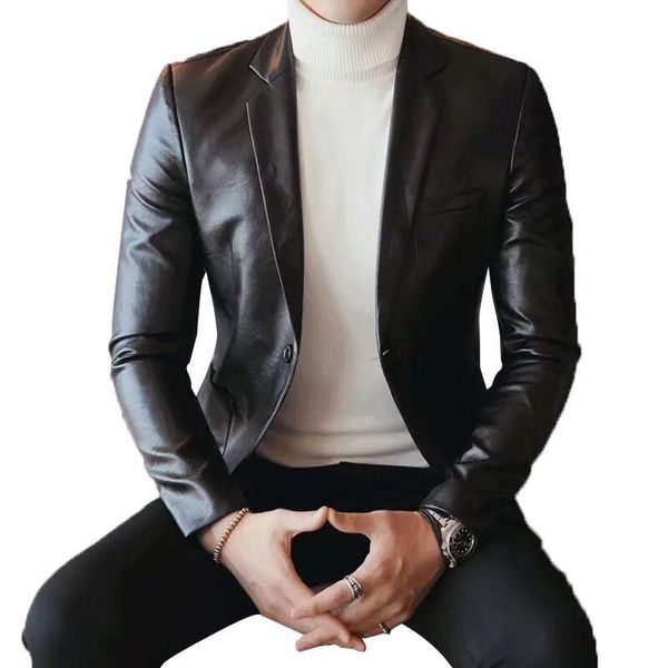2019 unique design long-sleeved pu suit men black slim elegant business leisure mens dress jacket size s m l 2xl 3xl
2019 unique design long-sleeved pu suit men black slim elegant business leisure mens dress jacket size s m l 2xl 3xl