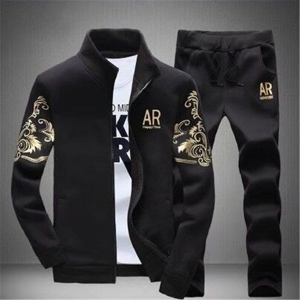 men set 2019 brand sportswear man 2pcs stand collar hoodie jacket autumn winter fleece thicken sweatshirt mens tracksuit +pants, Gray 
men set 2019 brand sportswear man 2pcs stand collar hoodie jacket autumn winter fleece thicken sweatshirt mens tracksuit +pants, Gray