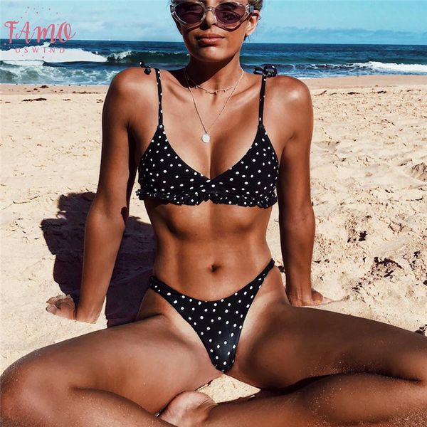 2019 bikinis women swimwear bathing suit dot print ruffle bikini polka dot small chest triangle swimsuit maillot de bain femme, White;black
2019 bikinis women swimwear bathing suit dot print ruffle bikini polka dot small chest triangle swimsuit maillot de bain femme, White;black