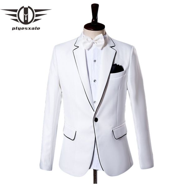plyesxale brand white blazer men 2018 slim fit groom wedding blazer masculino stage costumes for singers mens prom wear q107, White;black
plyesxale brand white blazer men 2018 slim fit groom wedding blazer masculino stage costumes for singers mens prom wear q107, White;black