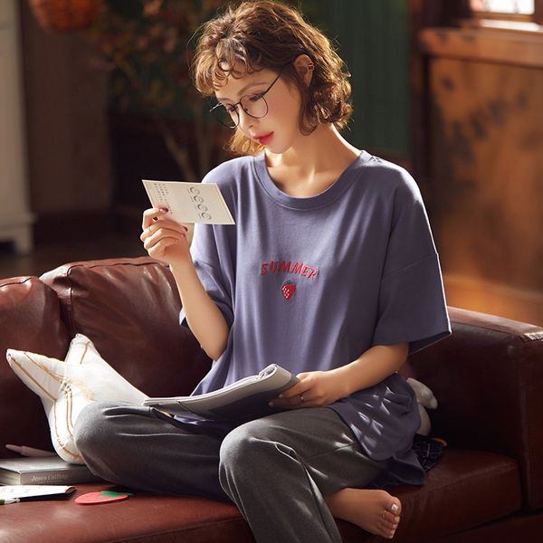 d yue pyjamas sets female summer short-sleeved cotton trousers thin two han edition fresh summer suit household to take, Black;red
d yue pyjamas sets female summer short-sleeved cotton trousers thin two han edition fresh summer suit household to take, Black;red