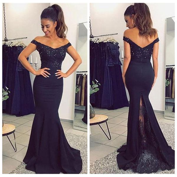 style black evening gown off-shoulder long evening dresses mermaid lace appliques sequins with fish tail zipper up vogue prom dresses
style black evening gown off-shoulder long evening dresses mermaid lace appliques sequins with fish tail zipper up vogue prom dresses