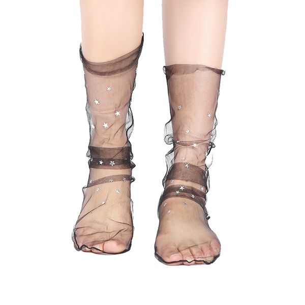 spring summer tulle socks thin shiny star net short female sweet princess pile gauze stockings wholesale, Black;white
spring summer tulle socks thin shiny star net short female sweet princess pile gauze stockings wholesale, Black;white
