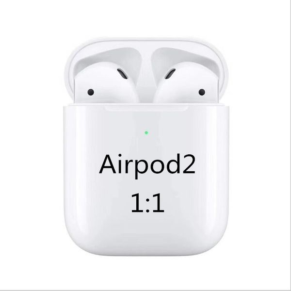 

Airpods 2 1: 1 с чехлом для беспроводной зарядки Всплывающее окно с чипом W1 Наушники Наушники Наушники Реплика не Аутентичные