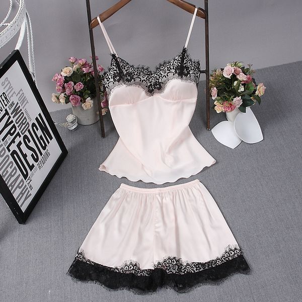 women pajamas satin sleepwear spaghetti strap with chest pads silk pijama lace sleep lounge nightwear pyjama home clothing, Blue;gray
women pajamas satin sleepwear spaghetti strap with chest pads silk pijama lace sleep lounge nightwear pyjama home clothing, Blue;gray
