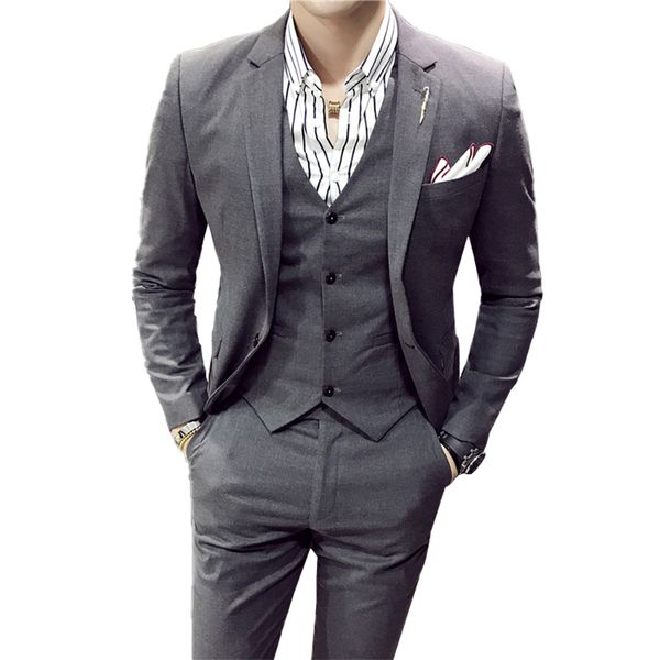 jacket + vest + pants ) 2020 new fashion boutique solid color men's casual business suit 3piece set groom wedding dress, White;black
jacket + vest + pants ) 2020 new fashion boutique solid color men's casual business suit 3piece set groom wedding dress, White;black