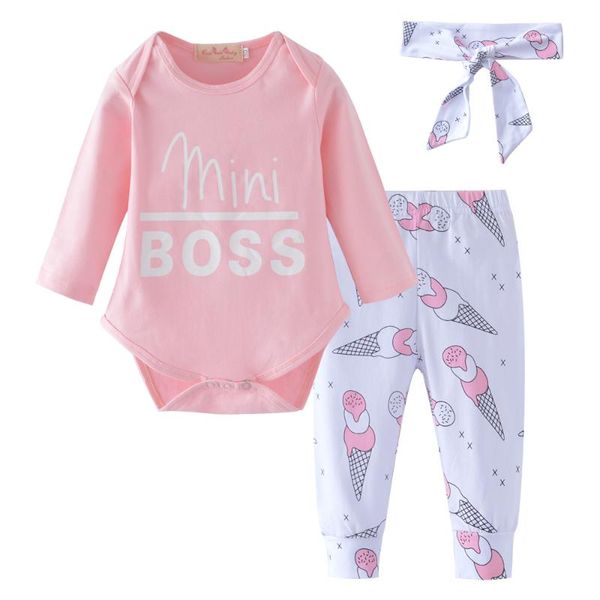 3pcs newborn baby girls clothes cute letter mini boss print long sleeve romper +casual pants+headband infant girl clothing set, White
3pcs newborn baby girls clothes cute letter mini boss print long sleeve romper +casual pants+headband infant girl clothing set, White