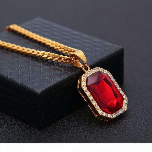 square red gem pendant gold color hip hop iced out rhinestone stainless steel charming necklace jewelry with 5mm 70cm cuban chain, Silver
square red gem pendant gold color hip hop iced out rhinestone stainless steel charming necklace jewelry with 5mm 70cm cuban chain, Silver