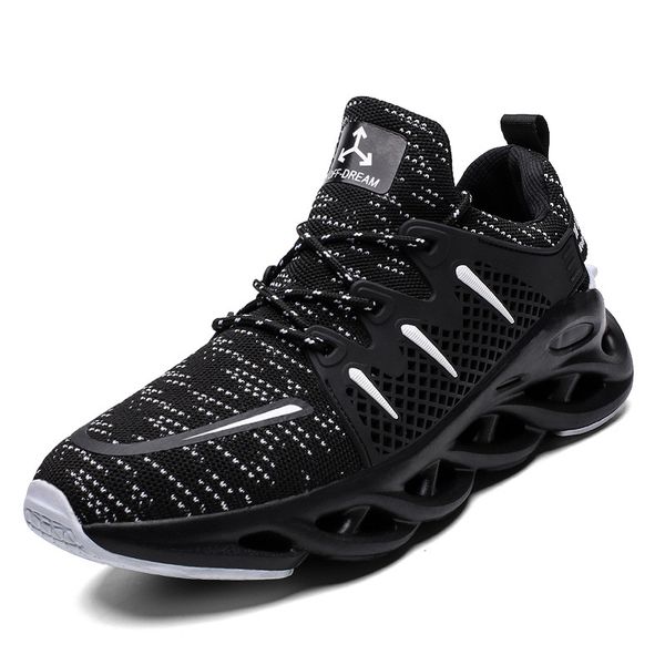 men's sports shoes, large size shoes, -woven mesh running shoes, Black